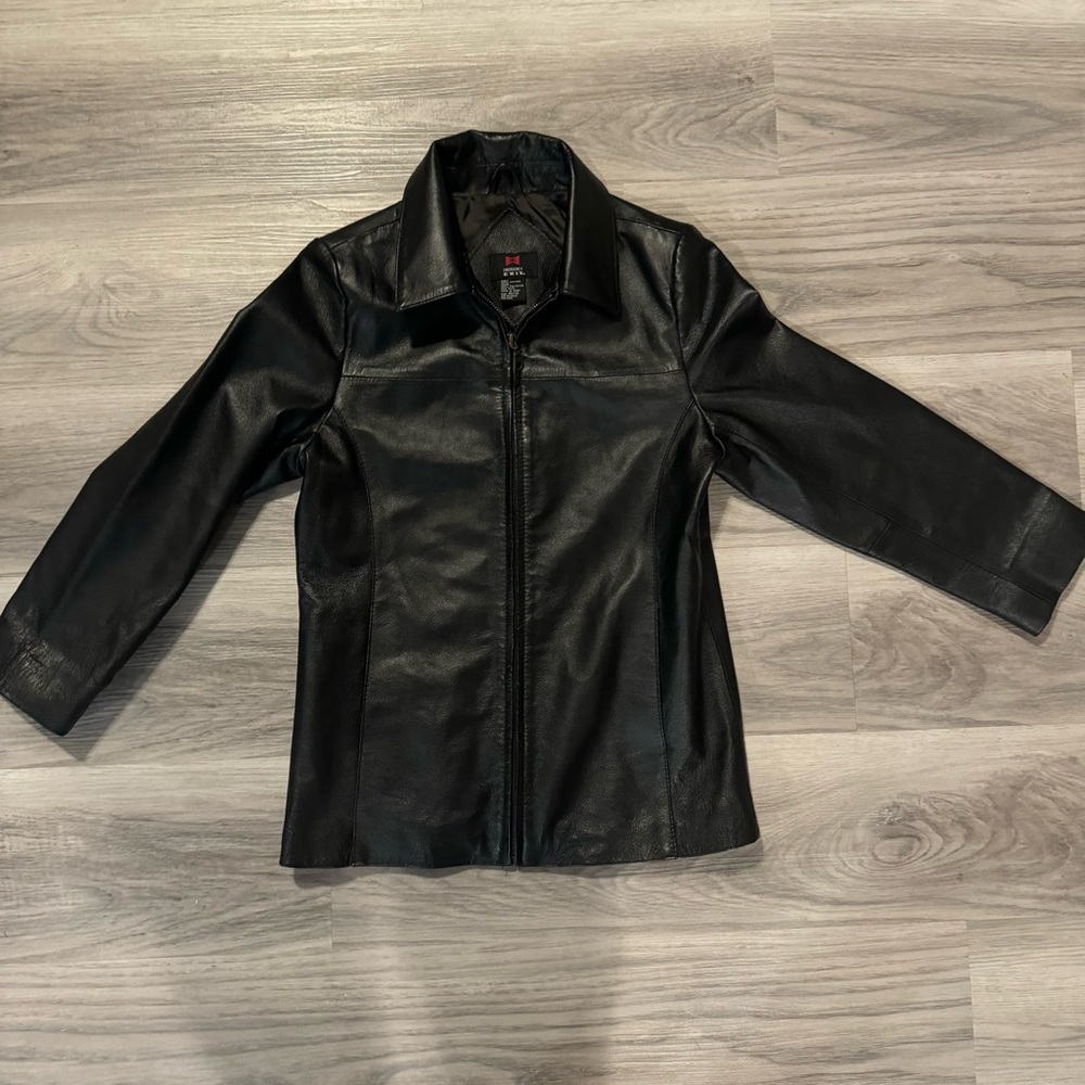 Emergency Exit 100% leather kids jacket size 10/12